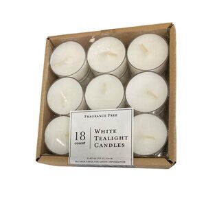 18 Count White Fragrance-Free Tealight Candles